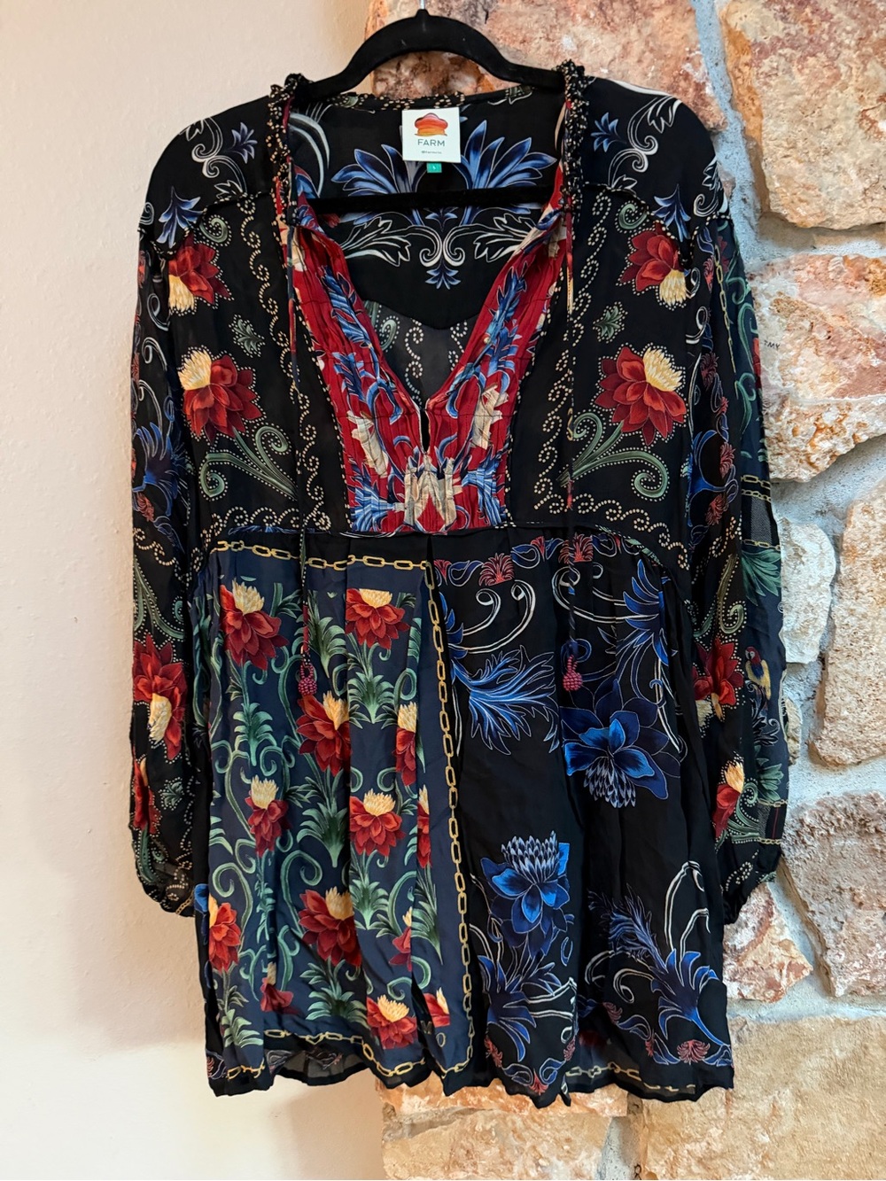 Farm Rio Printed Black Floral Mini Dress - Picture 6 of 9